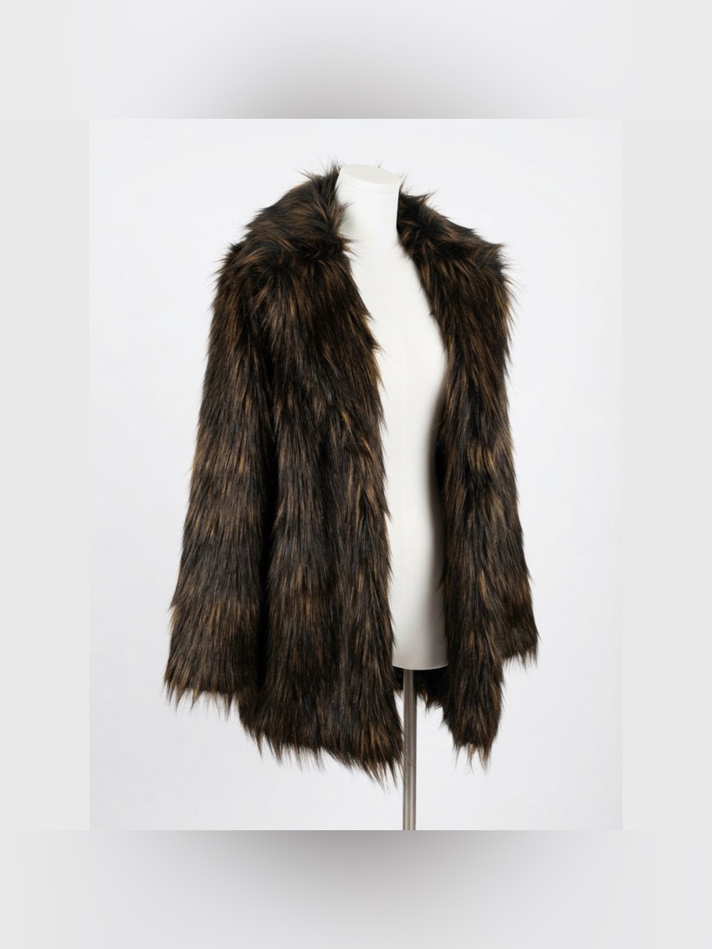 NWT Current Mood Cognac Recipe For Disaster Oversized Faux Fur Coat XS